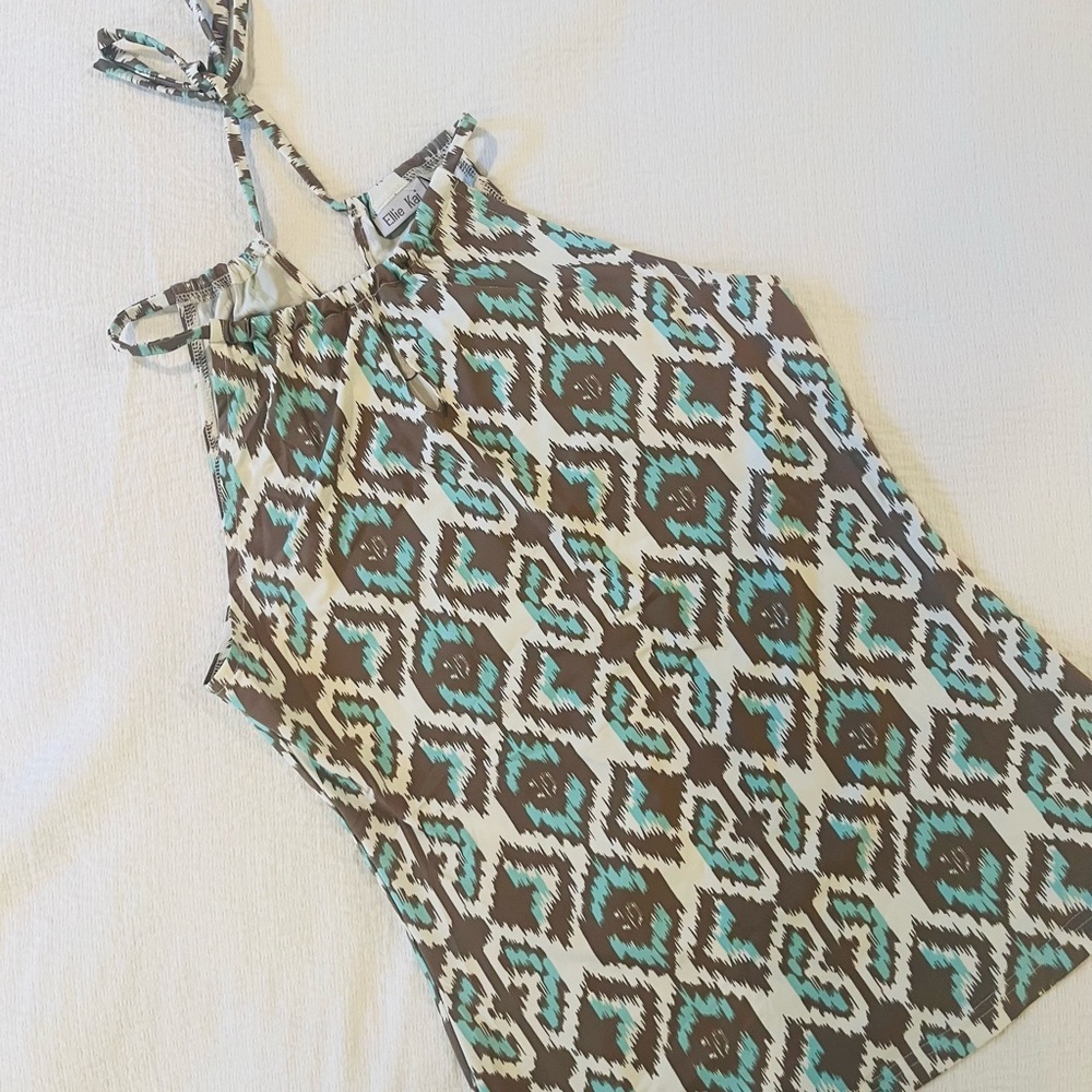 Elli Kai, boutique brand, Stylish Brown and Blue Patterned Women's Top